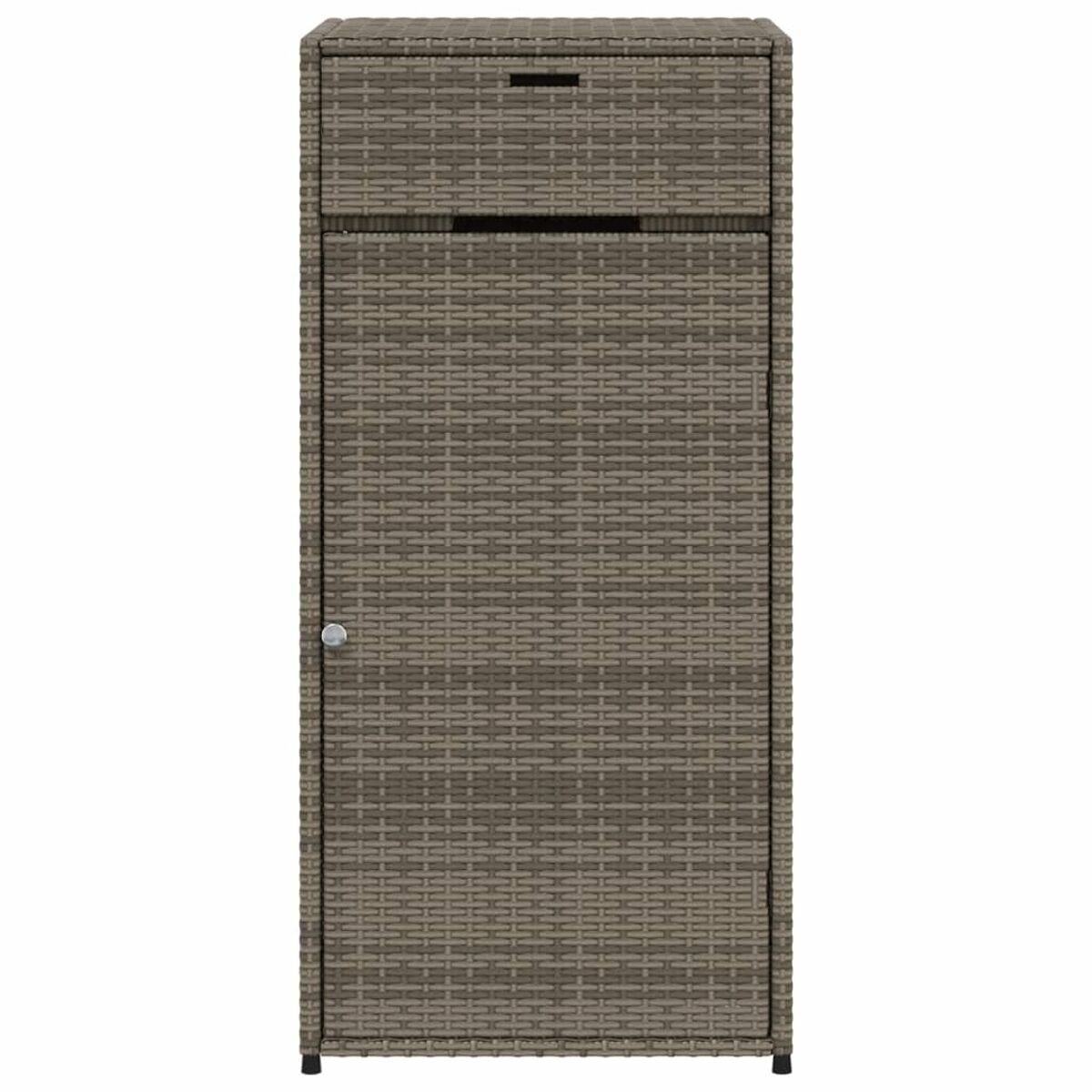 Schrank im Rattan-Stil mit Schublade und Tür, auf weißem Hintergrund.