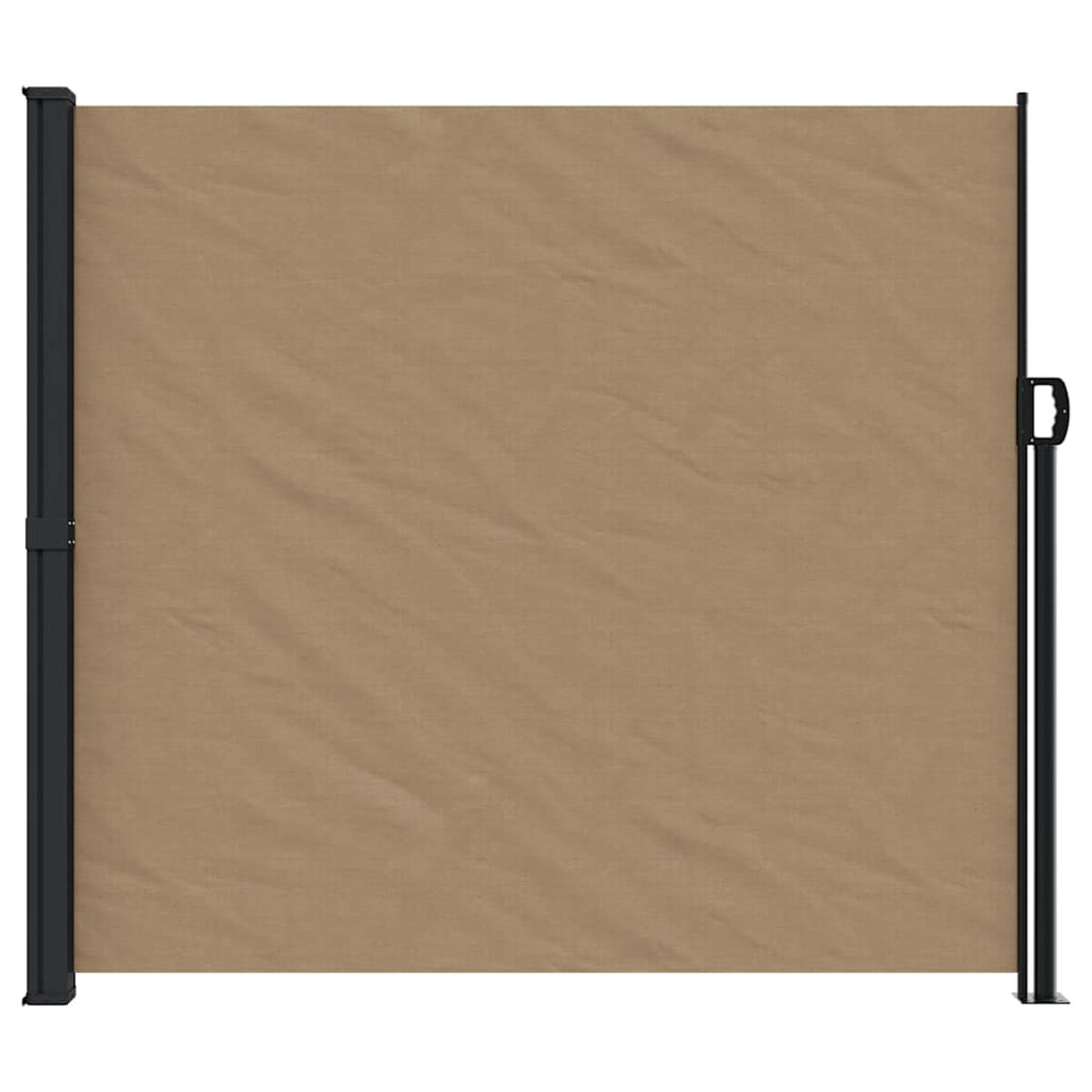 Schermo retrattile beige con cornice nera.