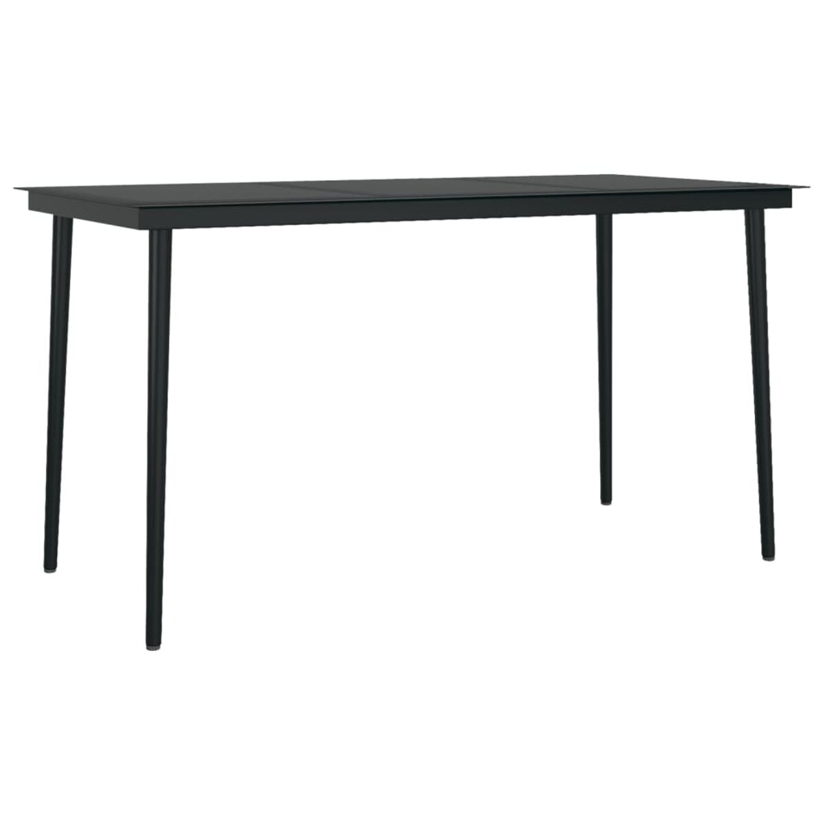 Schwarzer Tisch mit dünnen Beinen.