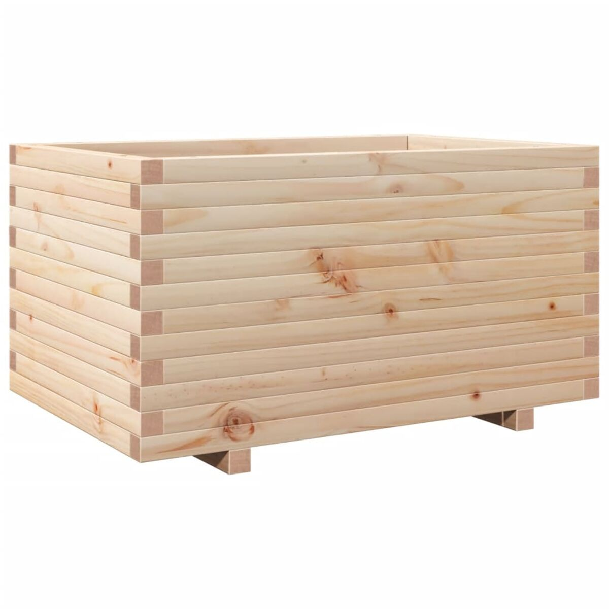 Pflanzkasten aus Holz. Horizontale Bretter.