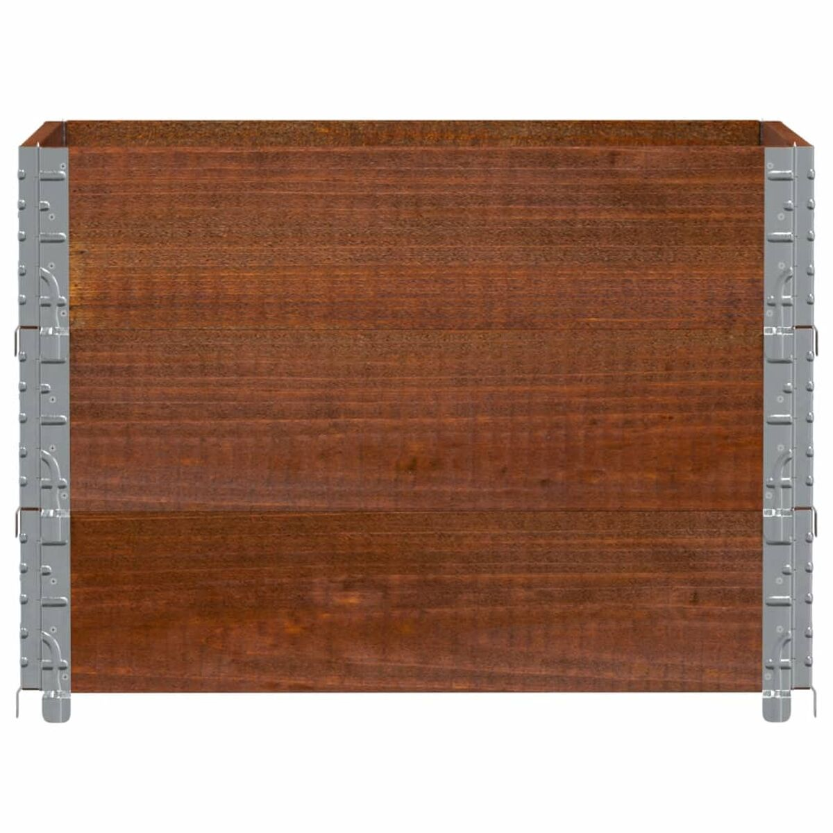 Holzpflanzer mit Metallecken.
