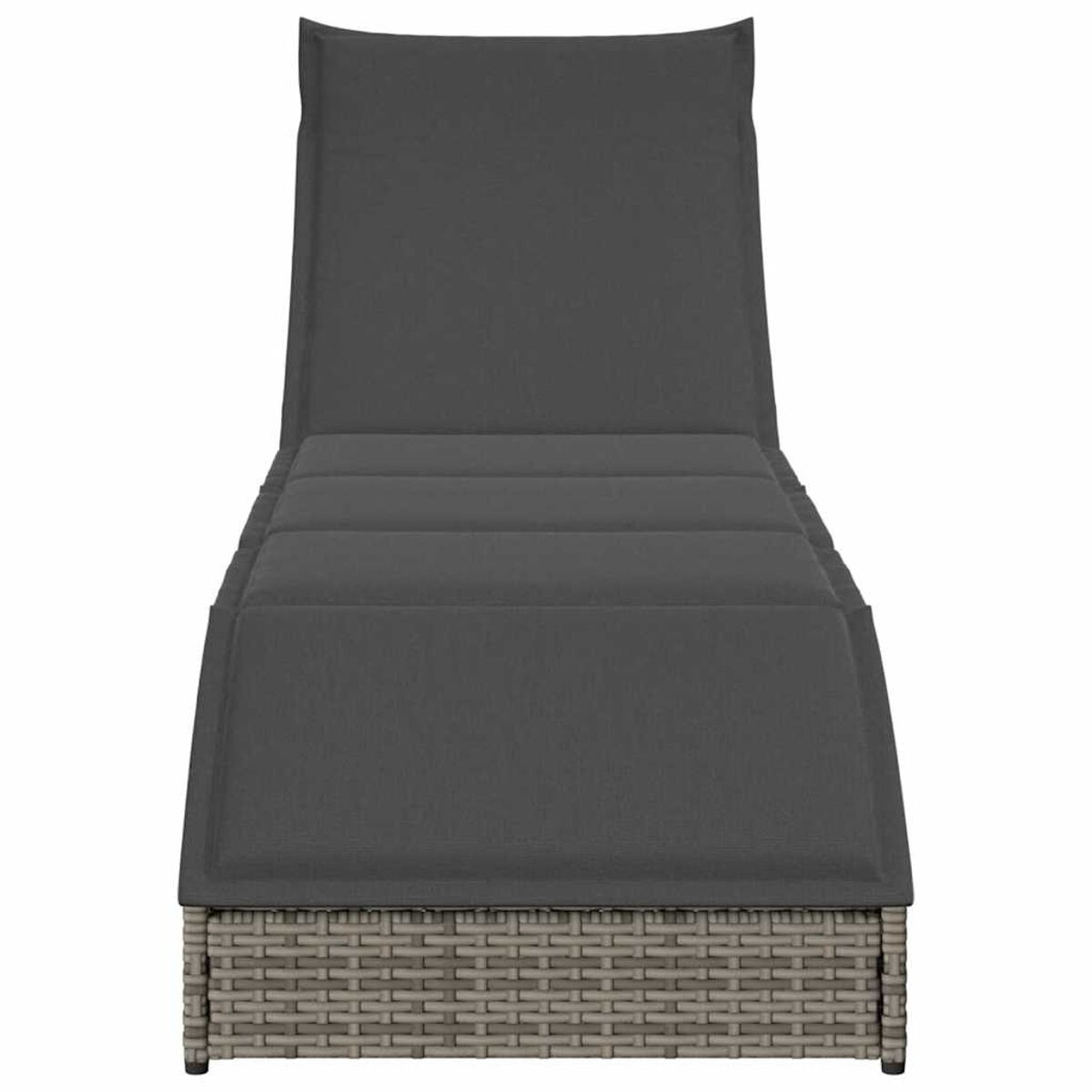 Una chaise longue grigio scuro con un cuscino grigio.