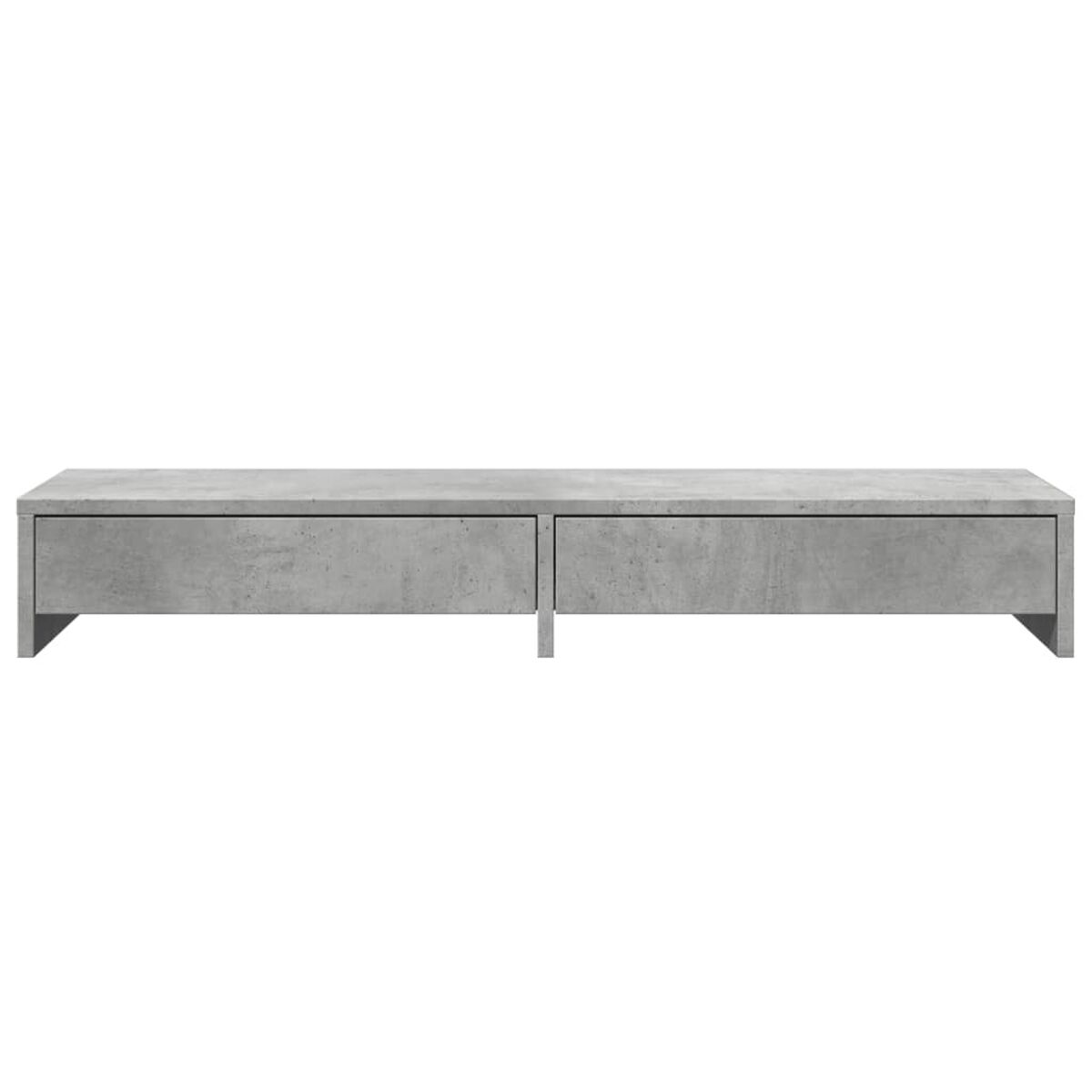 Ein grauer Schrank in Betonoptik mit zwei Schubladen, vor weißem Hintergrund.