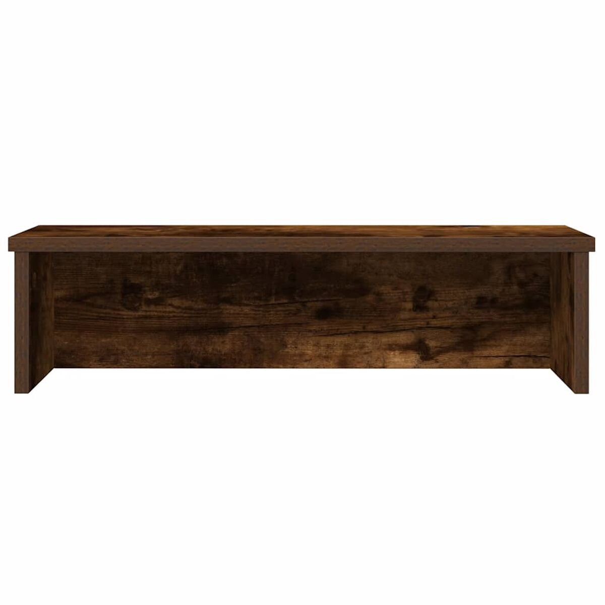 Dunkler Holzschrank, wahrscheinlich eine Medienkonsole. Er hat ein einfaches, rechteckiges Design.