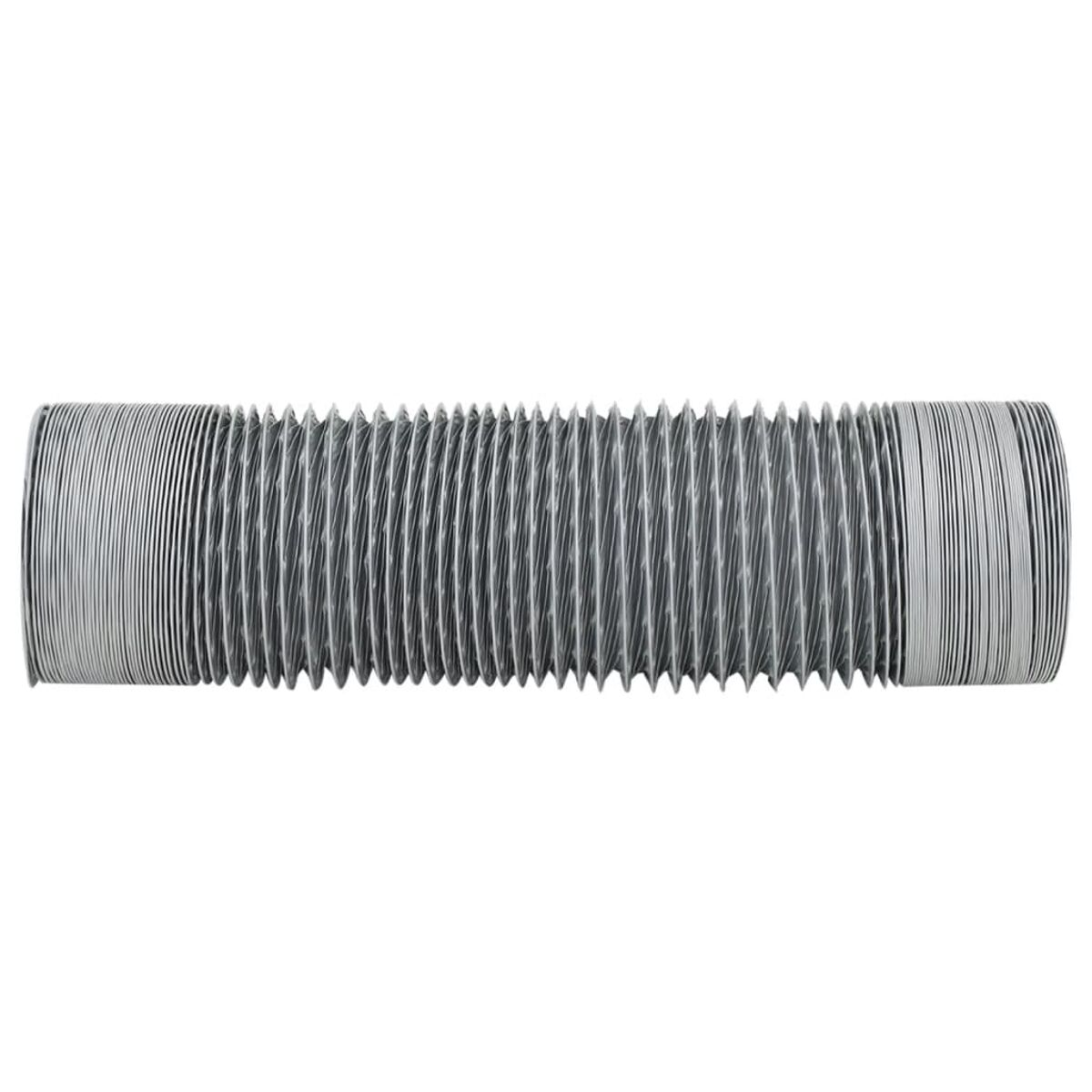 Flexibler silberfarbener Wellschlauch, horizontal gesehen.
