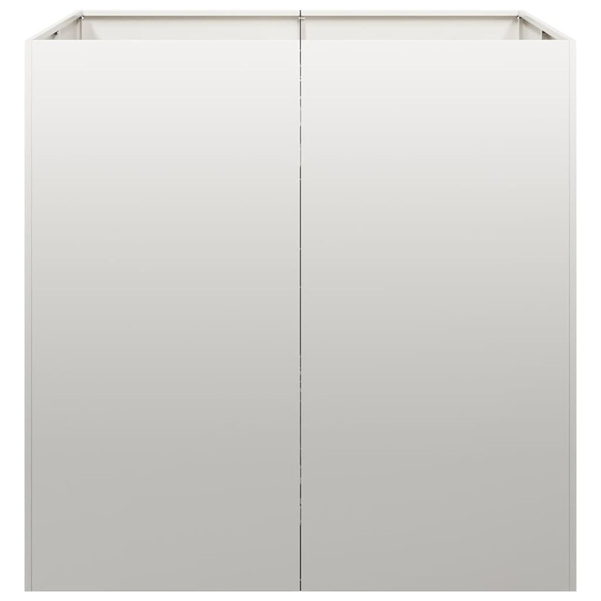 Armadio bianco a due ante. Ha un design liscio, pulito e semplice.