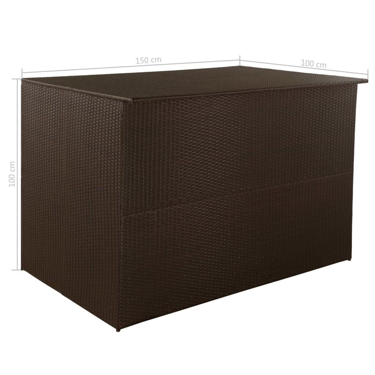 Braune Aufbewahrungsbox aus Korbgeflecht. Sie hat eine rechteckige Form mit den Maßen 150x100x100 cm.