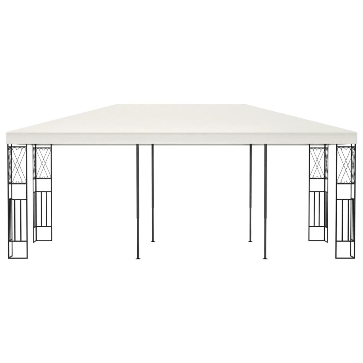 Weißes rechteckiges Gartenhaus mit schwarzem Rahmen. Einfaches Design, isoliert.