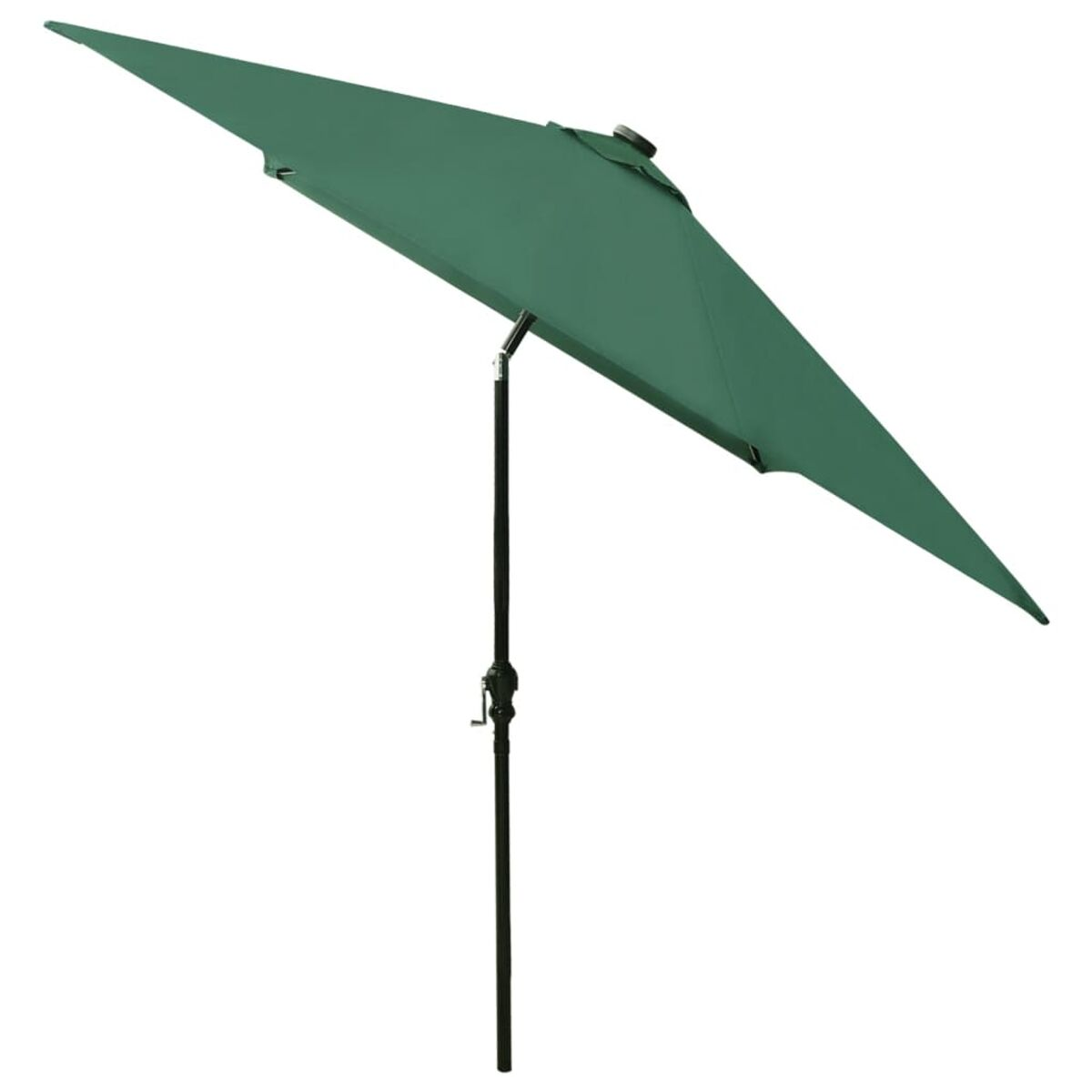 Grüner rechteckiger Sonnenschirm im Freien auf weißem Hintergrund.