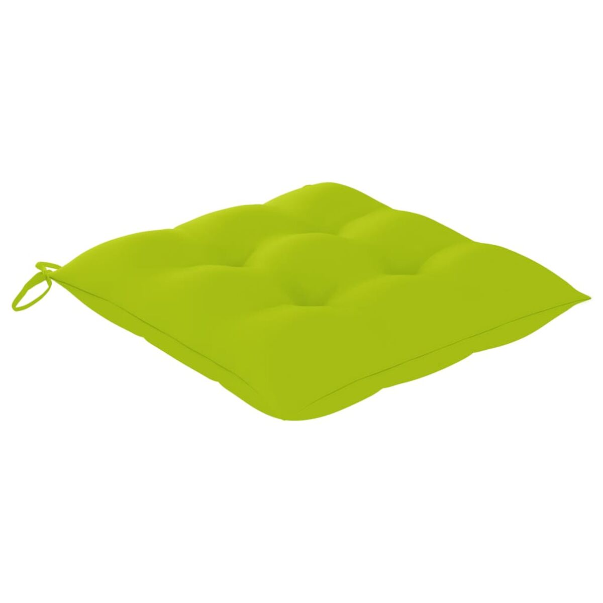Limettengrünes quadratisches Kissen mit getuftetem Design, isoliert auf weißem Hintergrund, Draufsicht.