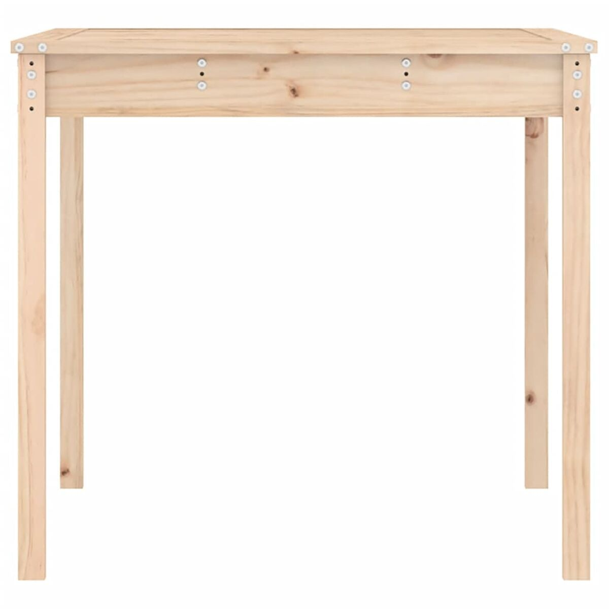 Holztisch mit vier Beinen. Weißer Hintergrund.