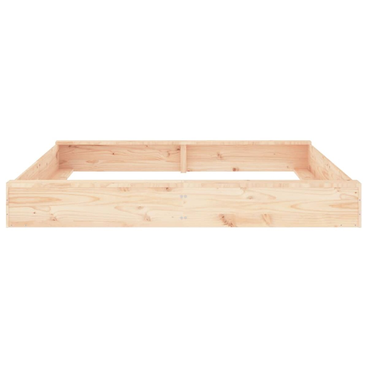 Fioriera rettangolare in legno marrone chiaro, vuota. Venature e giunti del legno visibili; design pulito.