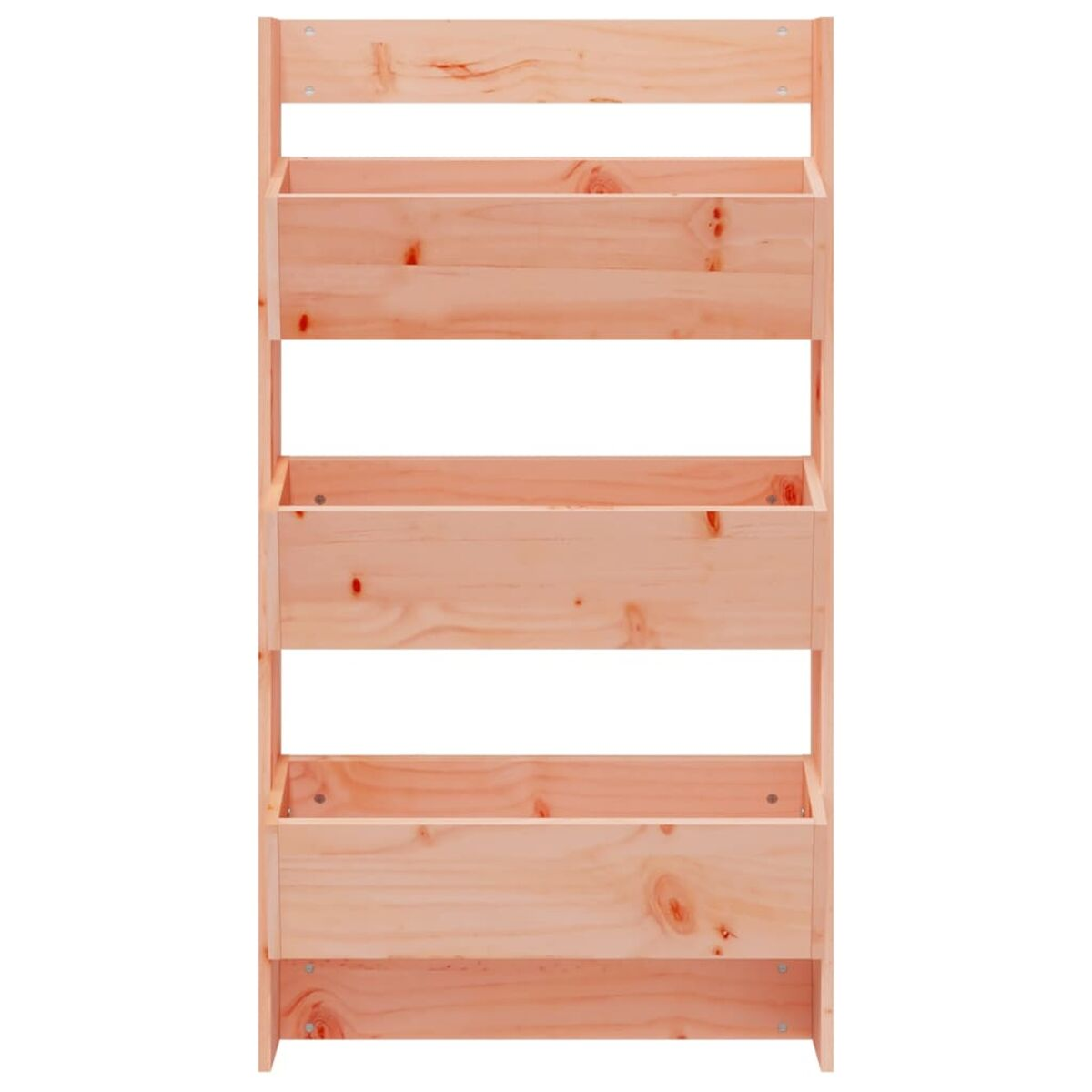 Holzregal mit vier Regalen, jede in Kastenform. Isoliert auf Weiß.