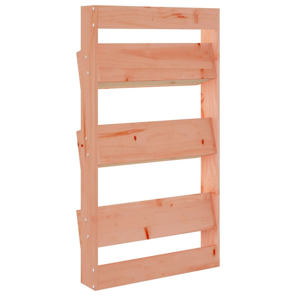 Wandregal aus Holz mit mehreren Regalen. Die Regale sind horizontal und das Holz ist hell.