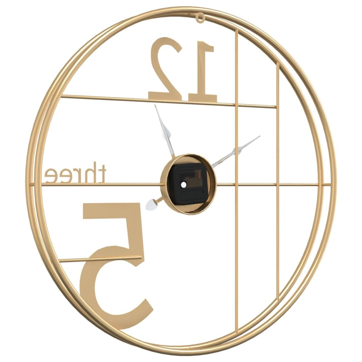 Eine goldfarbene Uhr mit kreisförmigem Design und römischen Ziffern.