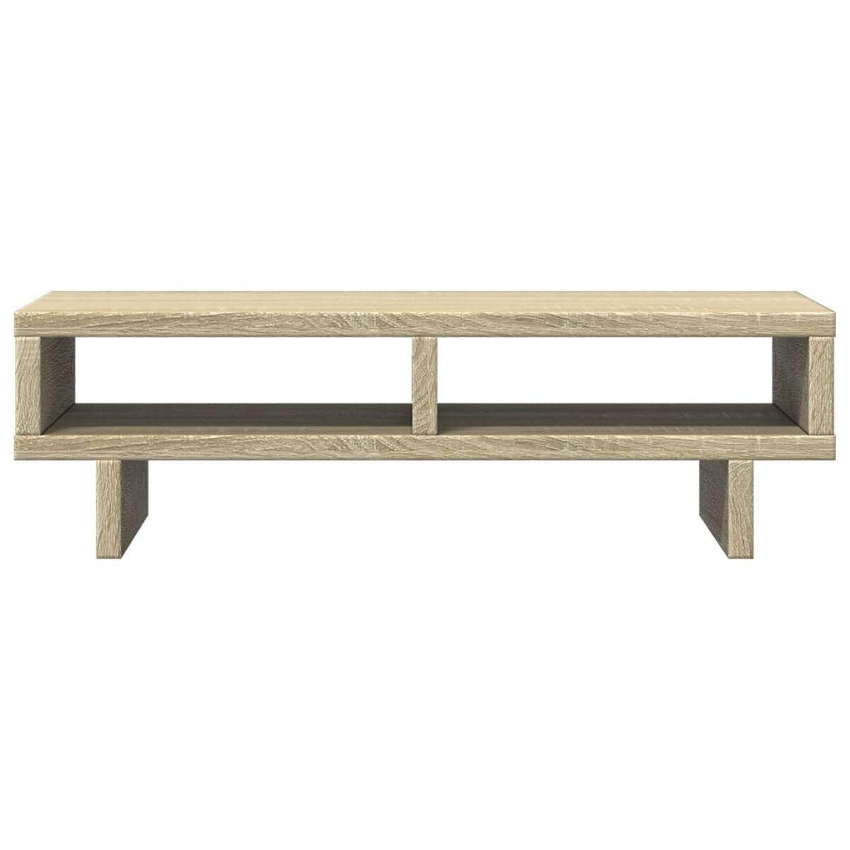 Ein Holzregal mit zentraler Stütze. Es ist hell und hat ein schlichtes Design.