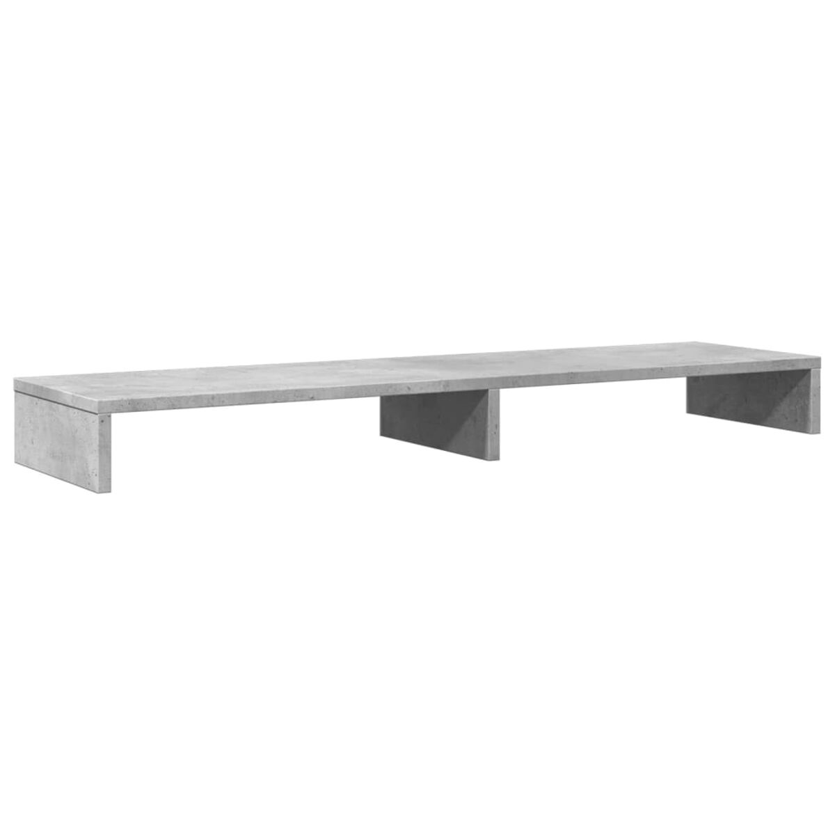Ein langes, rechteckiges Regal. Aus Beton mit einfachem Design. Zur Präsentation verwendet.