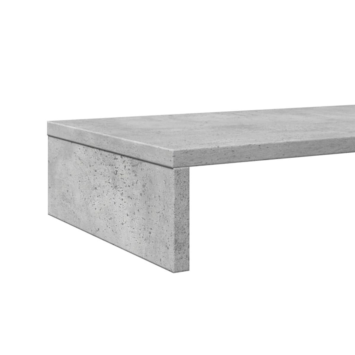 Eine graue Betonbank mit modernem Design. Die Bank wird von der Seite vor weißem Hintergrund gezeigt.