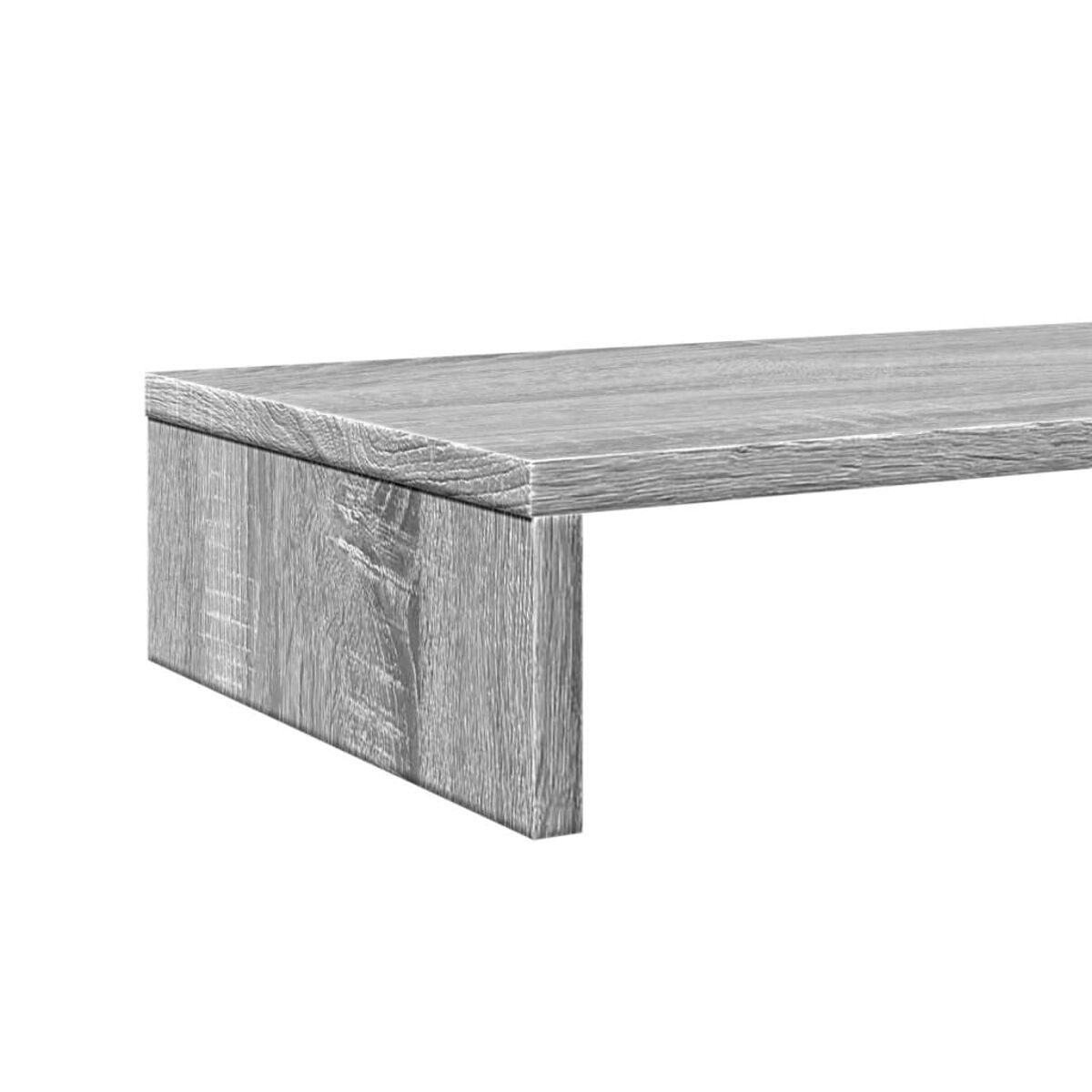 Graue Holzseite eines Tisches. Zeigt das Seitendetail der Holzmaserung.