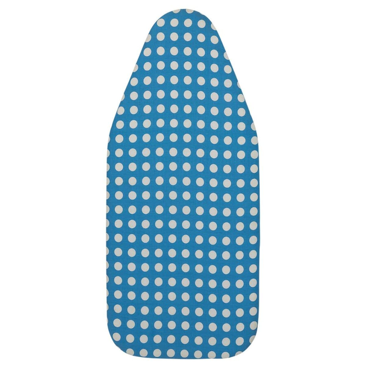 Blauer Bügeltischbezug mit weißen Punkten auf blauem Hintergrund.
