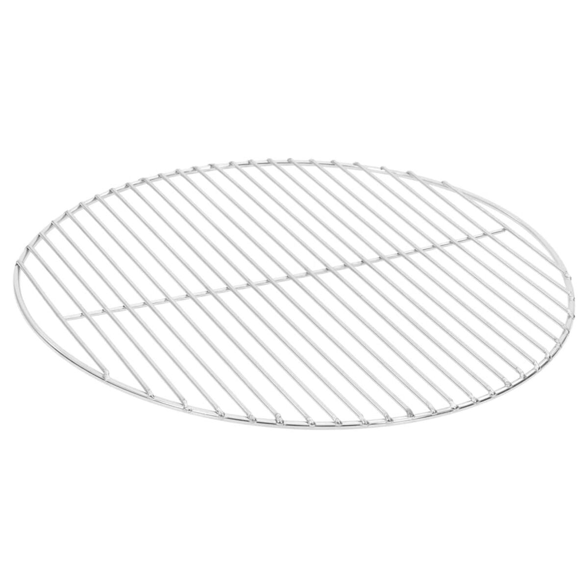 Runder Grillrost aus Edelstahl mit parallelen Stäben. Schlichtes, funktionales Design.