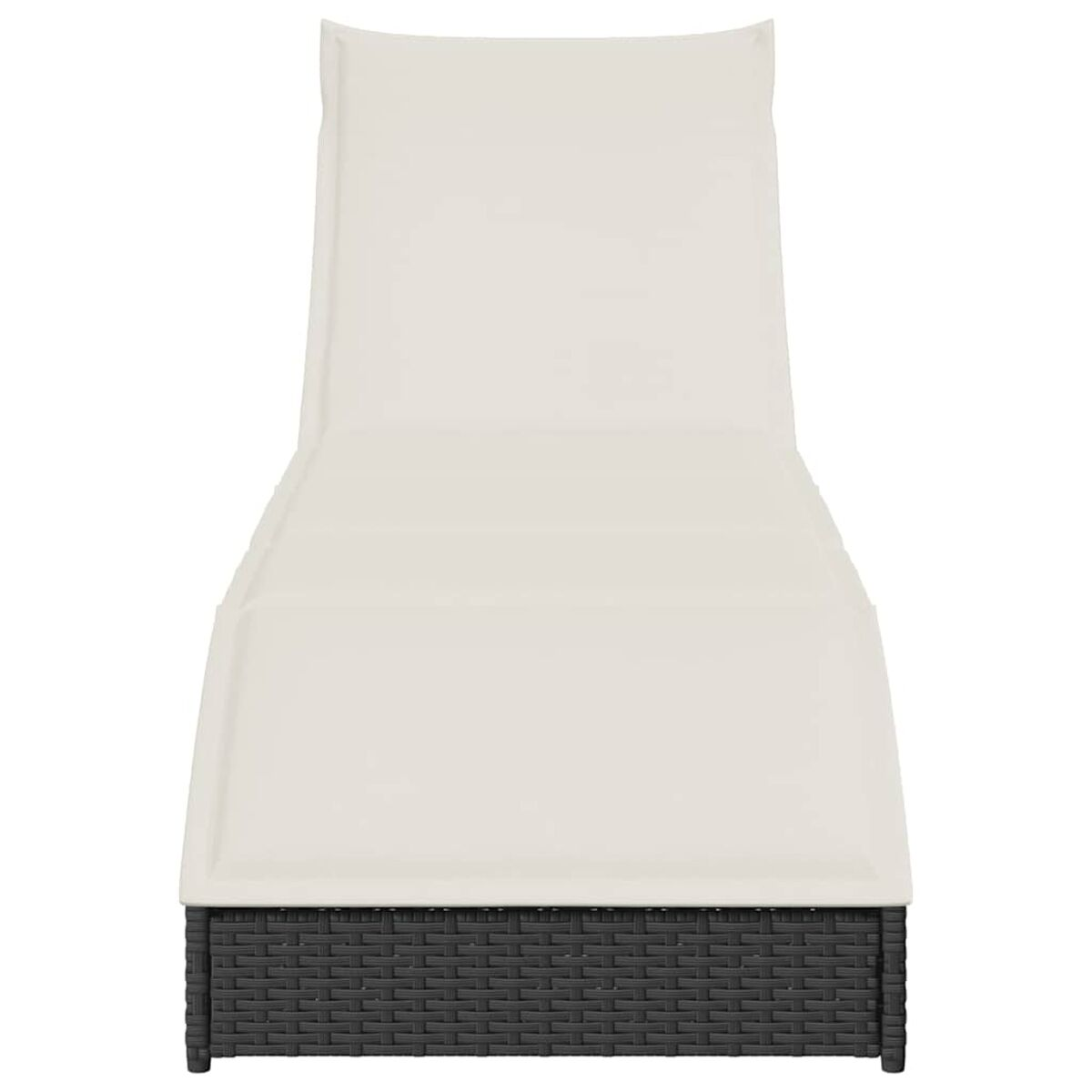 Lettino bianco con base in vimini nera.