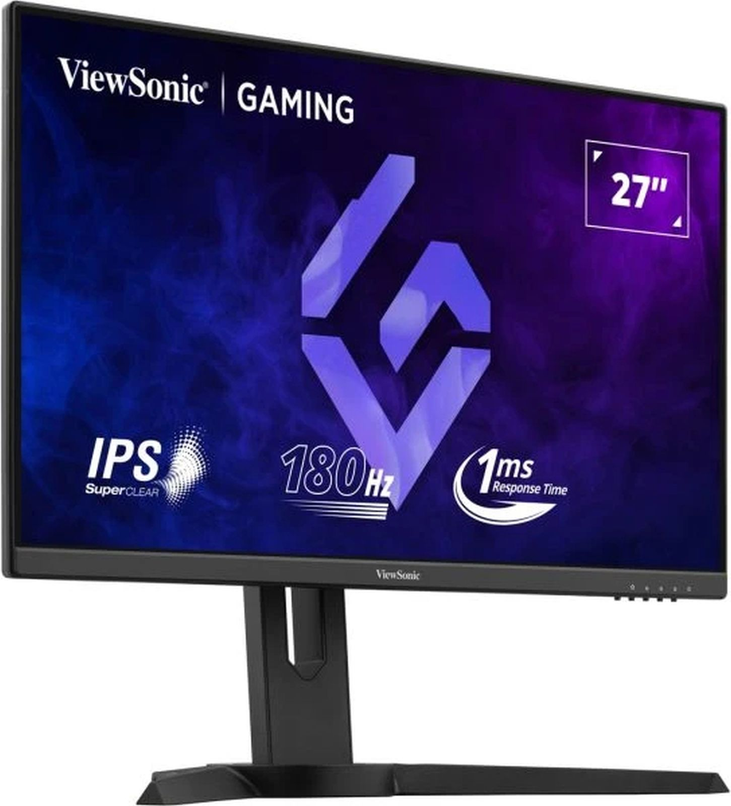 Monitor gaming ViewSonic con texto: 27", IPS, 180Hz, 1ms Tiempo de Respuesta.