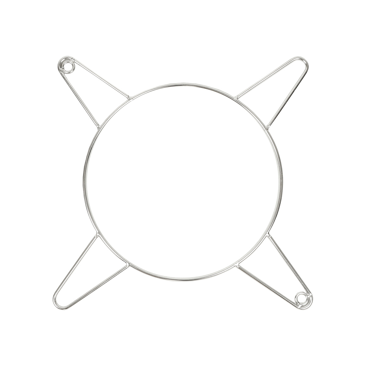 Circular metal ring with four angled supports, on a white background.