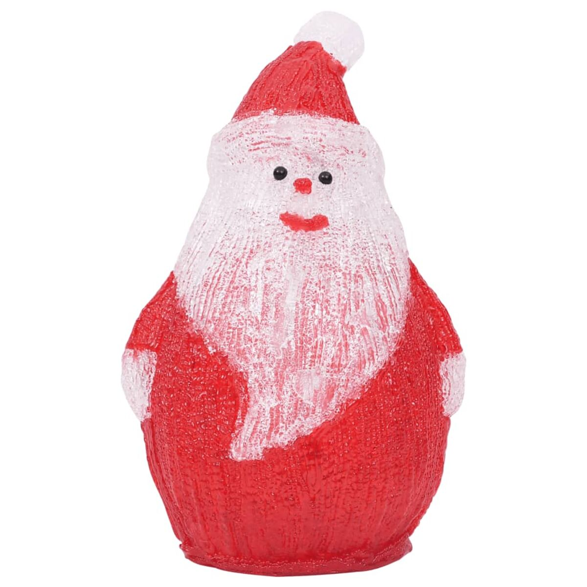 Weihnachtsmann-Figur, rot mit weißem Bart und Hut, vor weißem Hintergrund.
