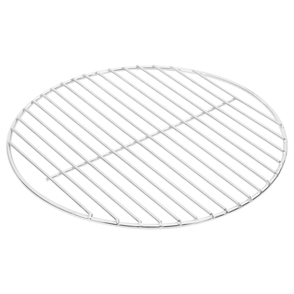 Runder Metallgrill. Parallele Stäbe in einem Metallring. Weißer Hintergrund.