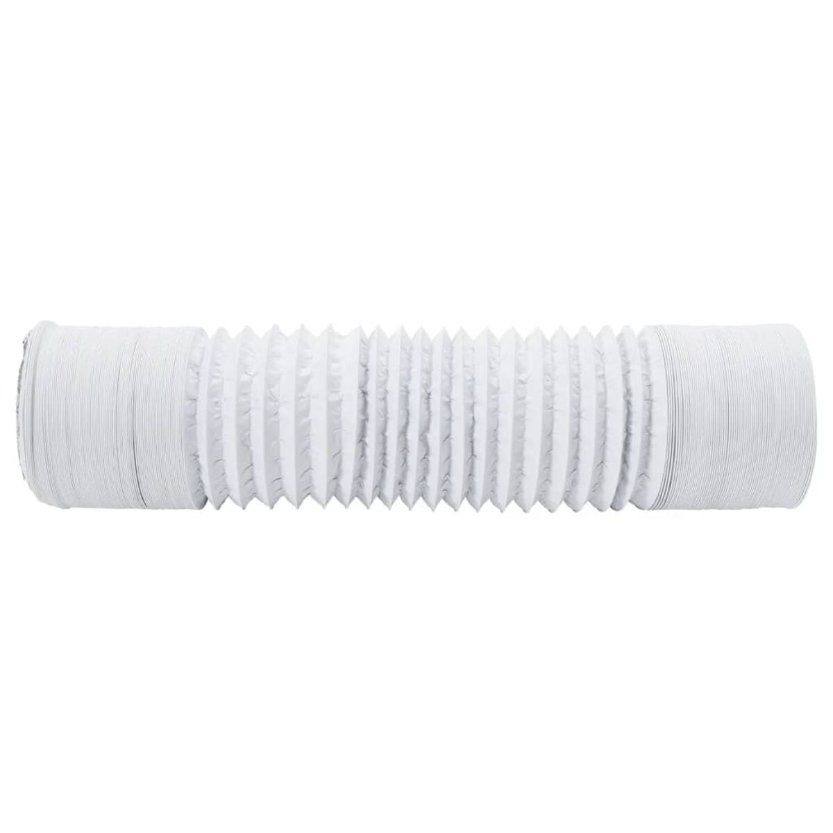 Weißes flexibles Rohr, gewellte Textur, horizontal ausgedehnt.