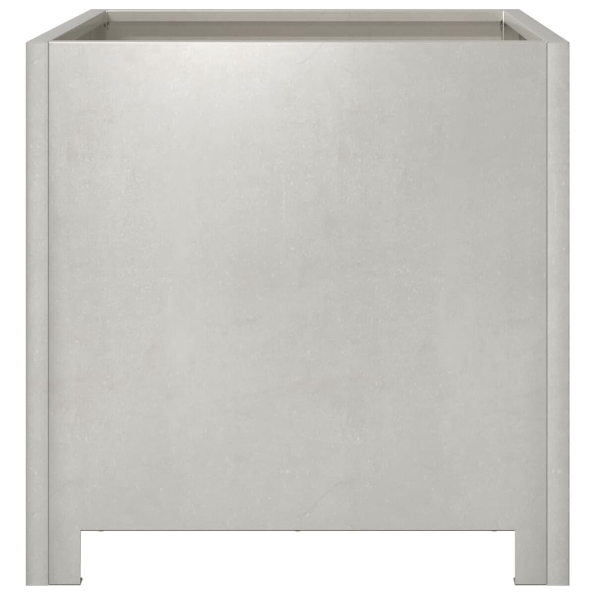 Un'aiuola quadrata grigio chiaro dal design semplice, su sfondo bianco.