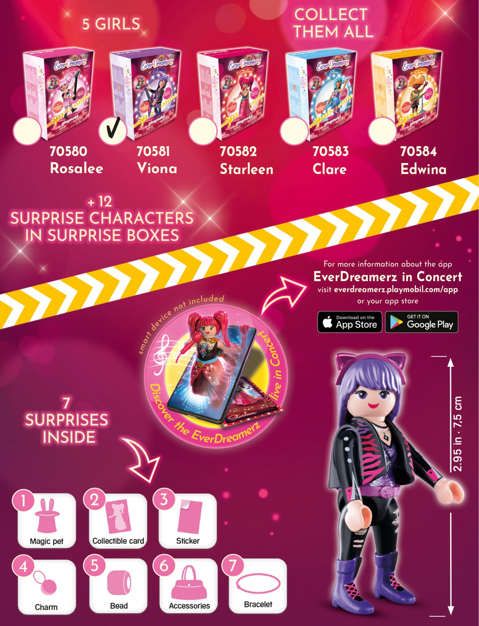 Box mit Sammelpuppen mit dem EverDreamerz-Thema. Mehrere Boxen mit Charakteren werden gezeigt.