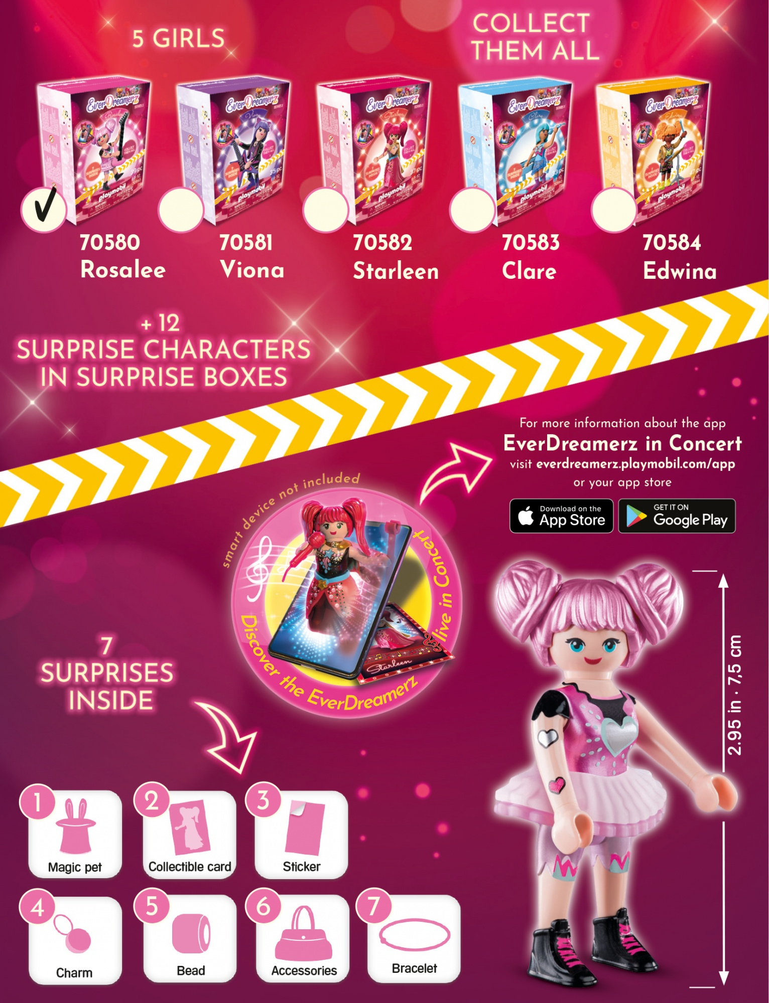 Playmobil EverDreamerz set with dolls and accessories, pink background.