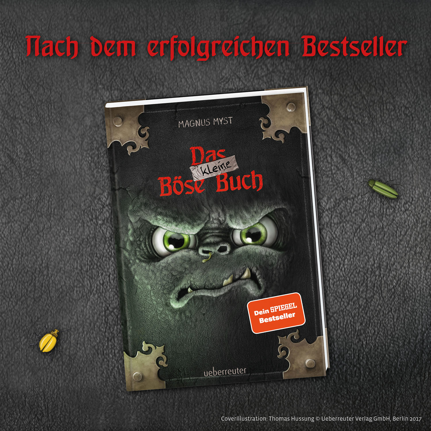 Buchcover, grünes Monster, mit Text und rotem Bestseller-Aufkleber.