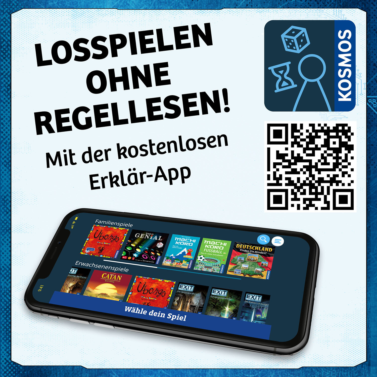 Handy-Bildschirm mit einer Spiele-App und verschiedenen Spielauswahlen.