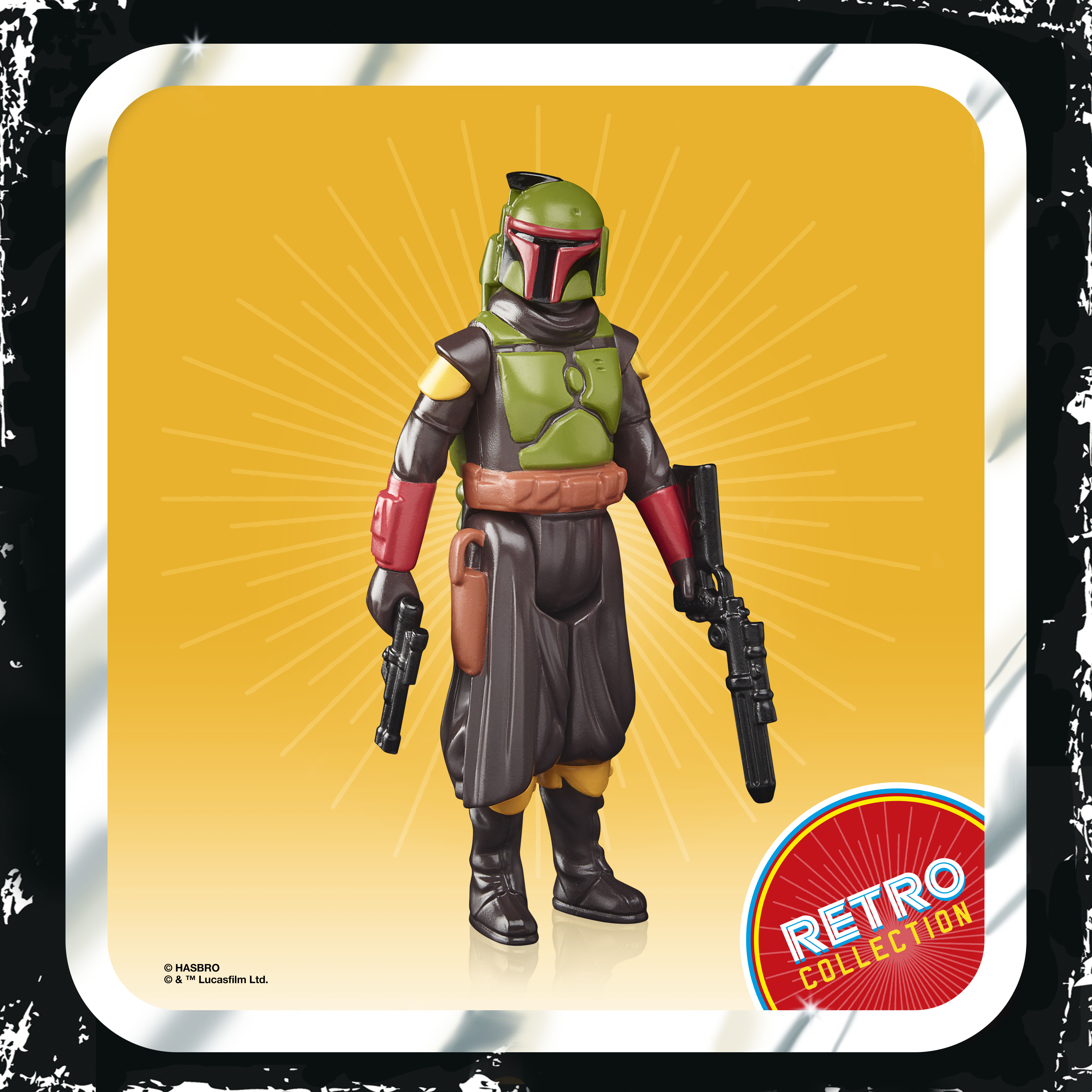 Action figure di Boba Fett della Star Wars Retro Collection. Mostra una figura di Boba Fett.