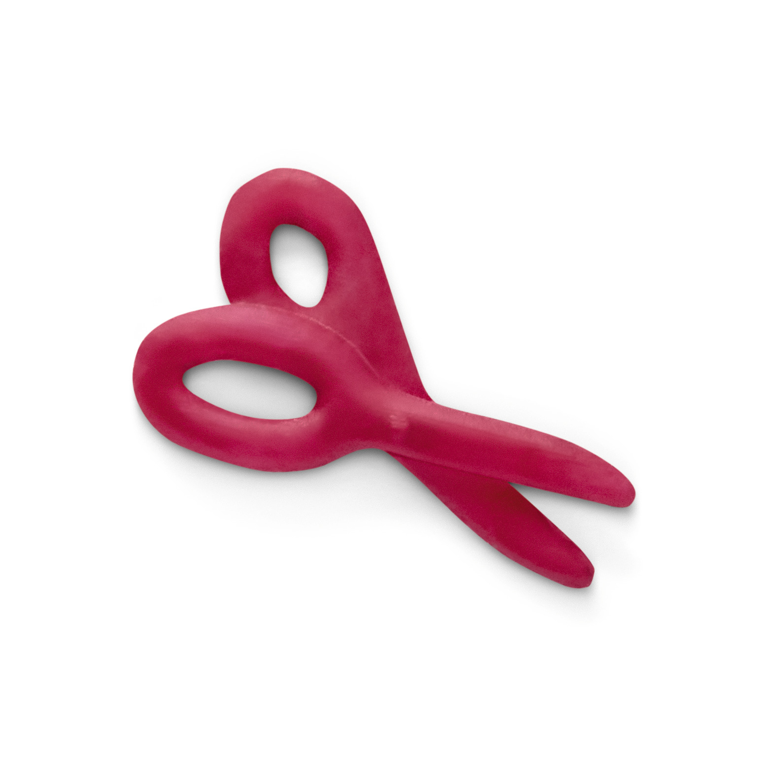 Ciseaux rouges. Le ciseau est de couleur unie et a une forme lisse et arrondie.