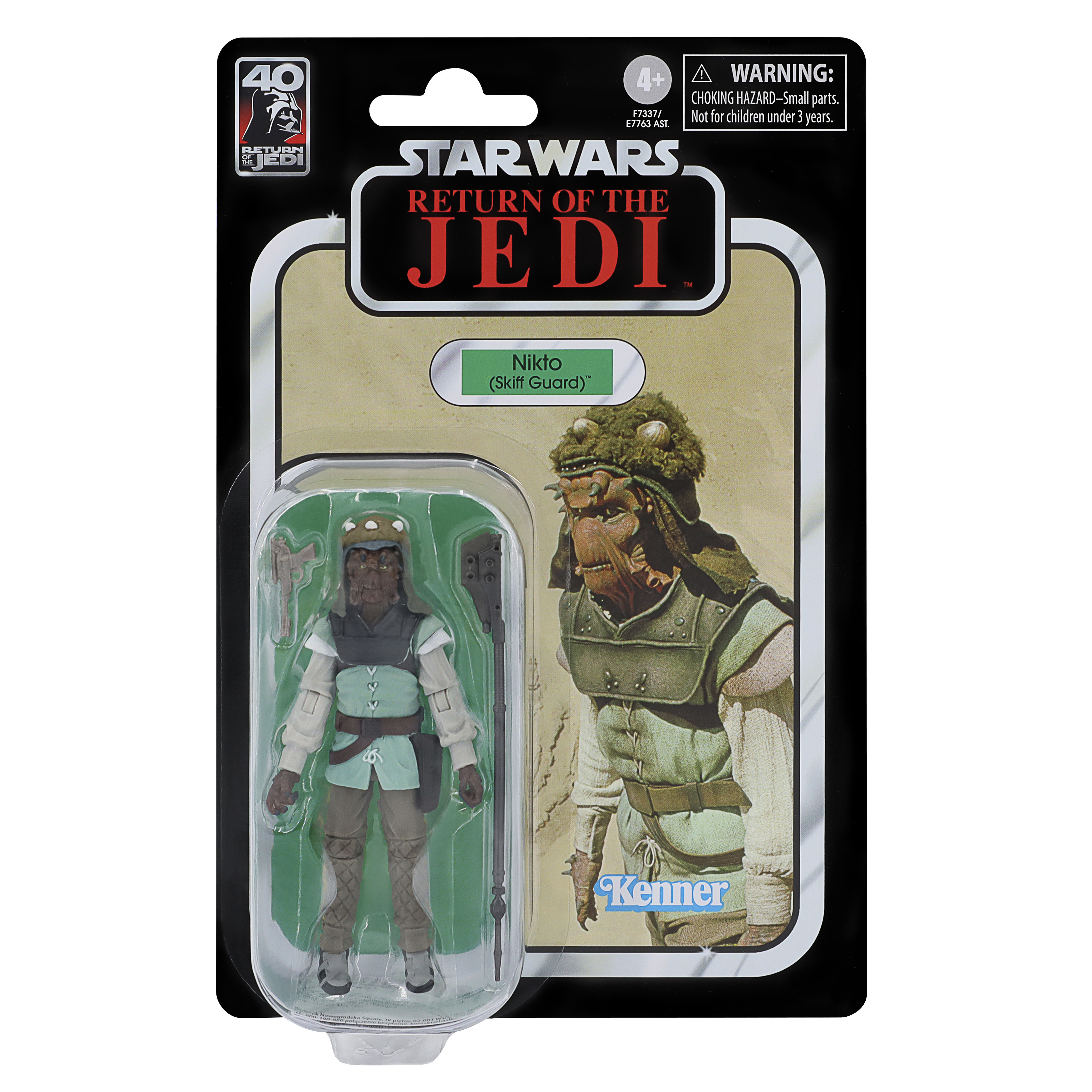 Star Wars Nikto Actionfigur in einer Box. Die Figur ist ein grün gehäuteter Alien.