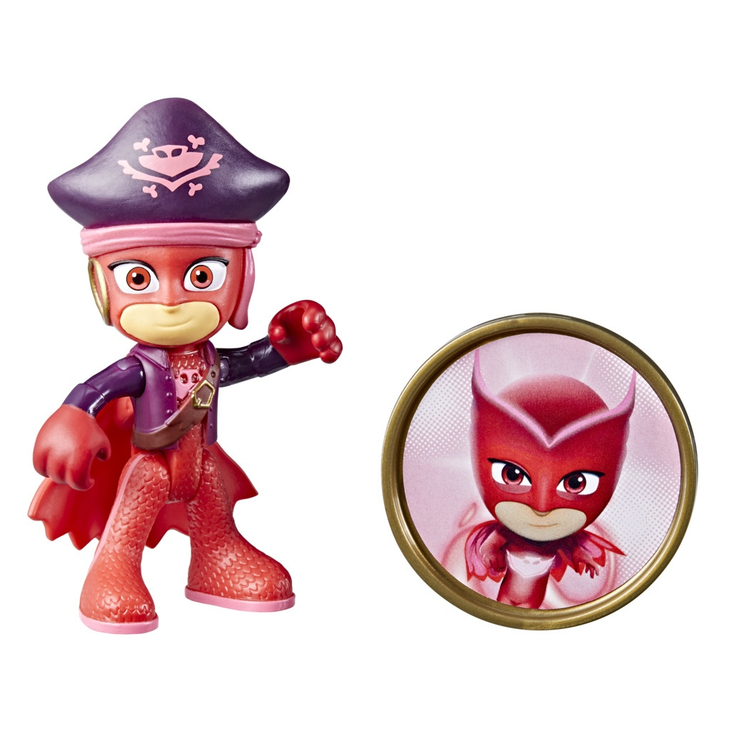 Personaggio dei PJ Masks Pirata con spada, con immagine in cornice dorata.