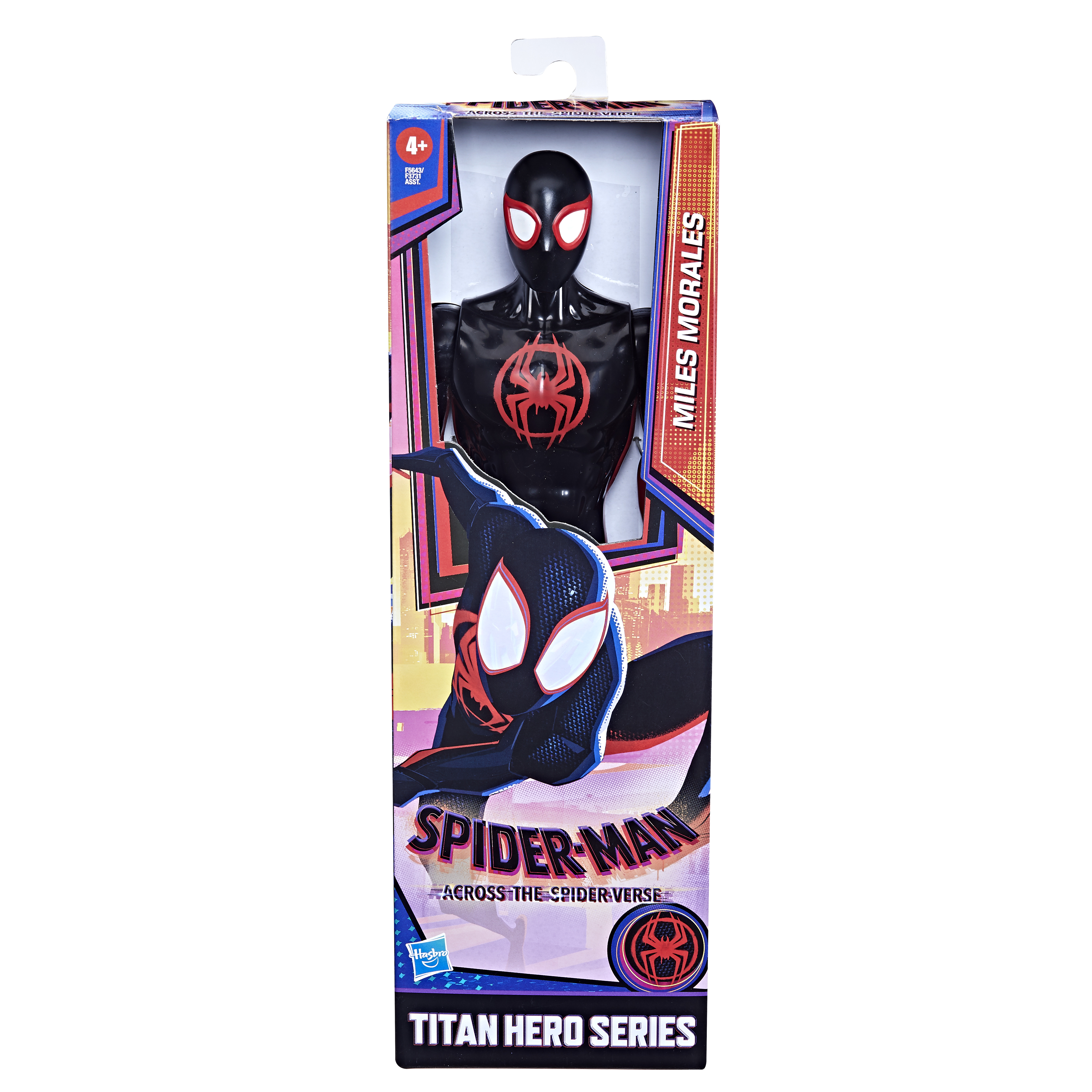 Figurka Spider-Man Miles Morales w pudełku. Pudełko pokazuje wizerunek figurki.