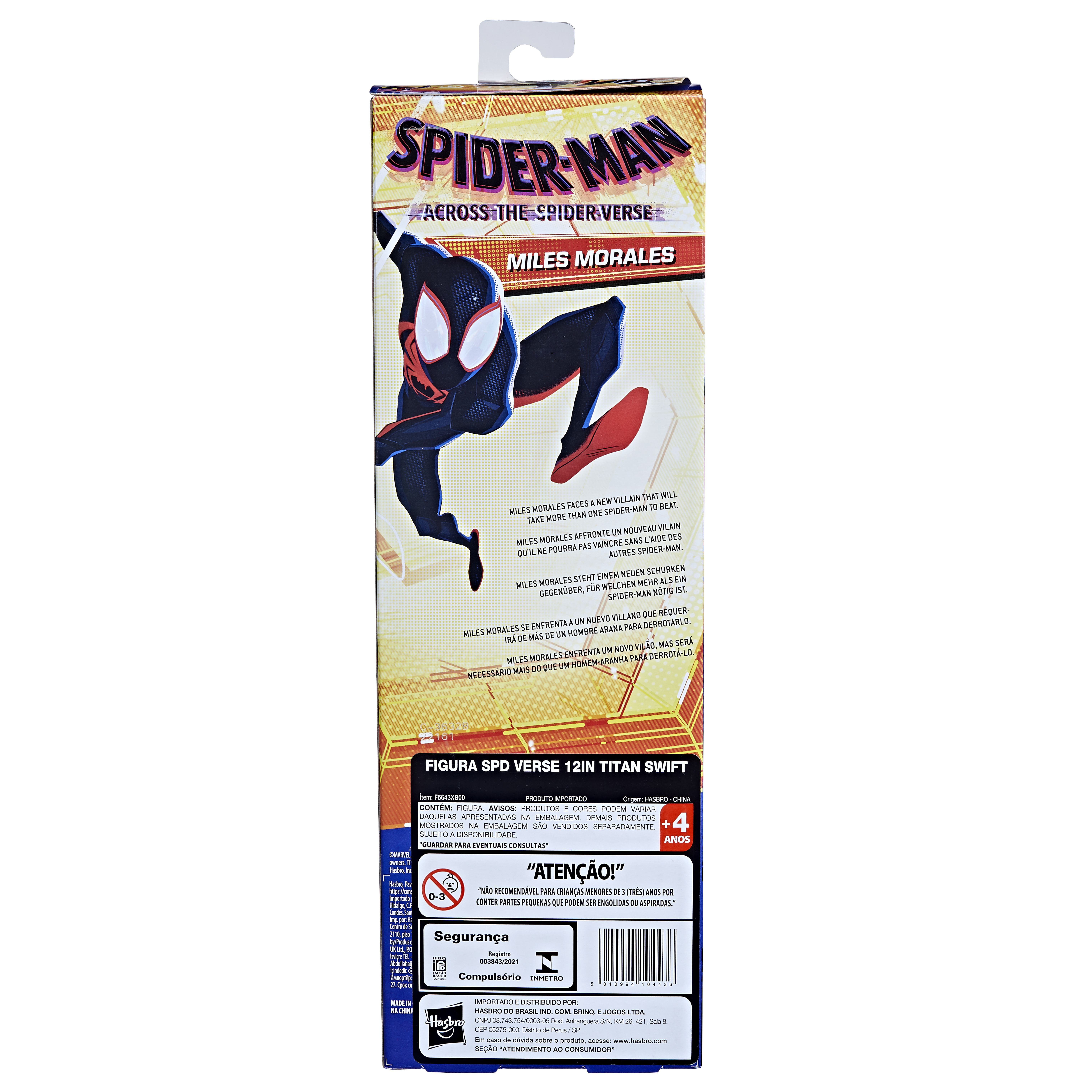 Tył pudełka z zabawką Spider-Man. Wyświetlane są tekst i obrazy Spider-Mana.