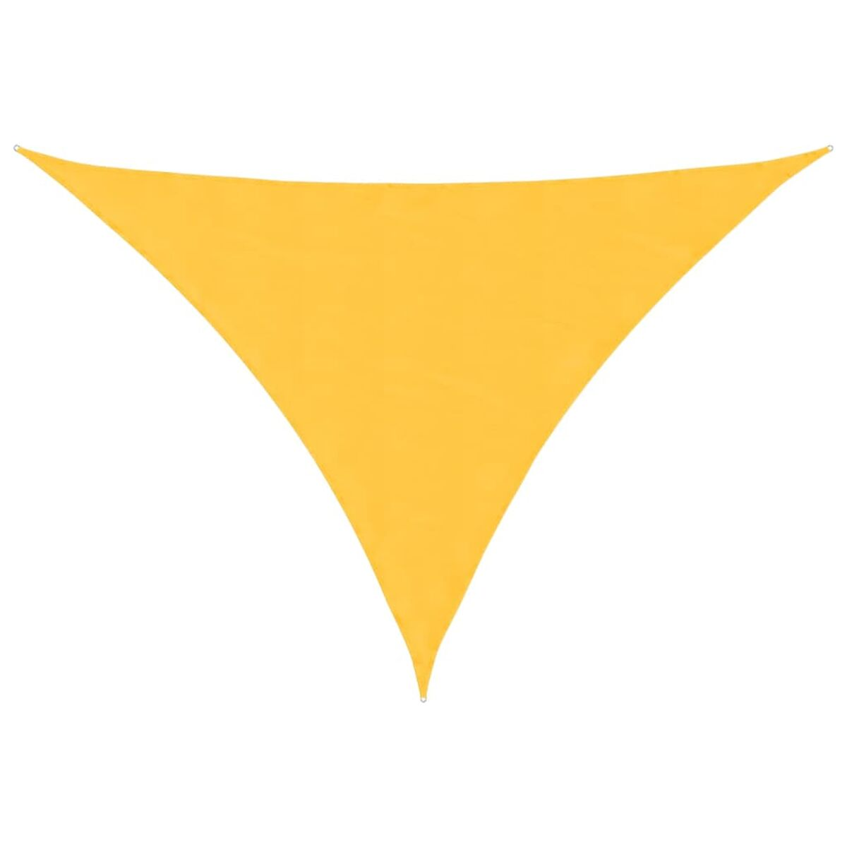 Tenda da sole triangolare gialla. Sfondo bianco.