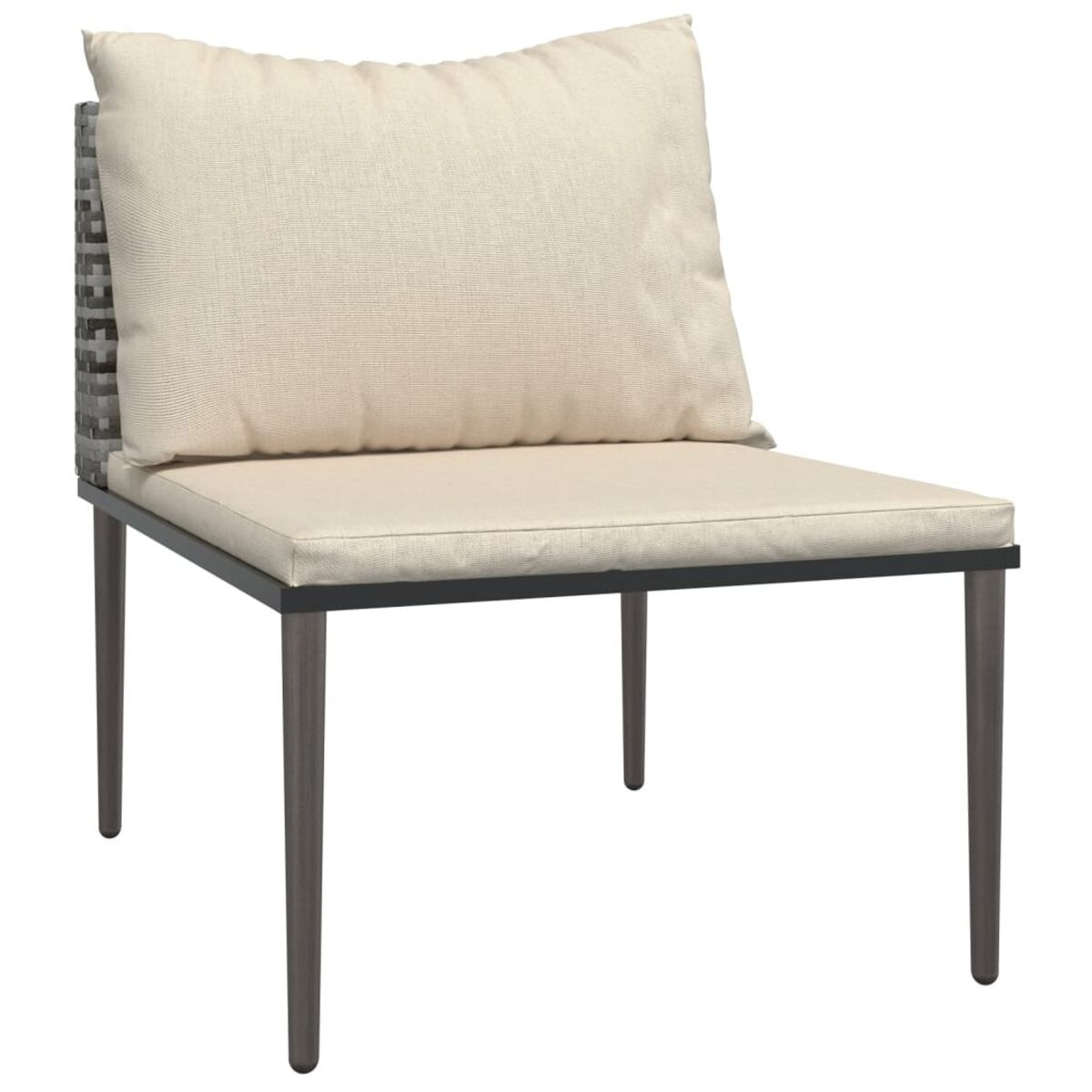 Sedia con cuscino e schienale color crema, struttura scura e gambe in legno.