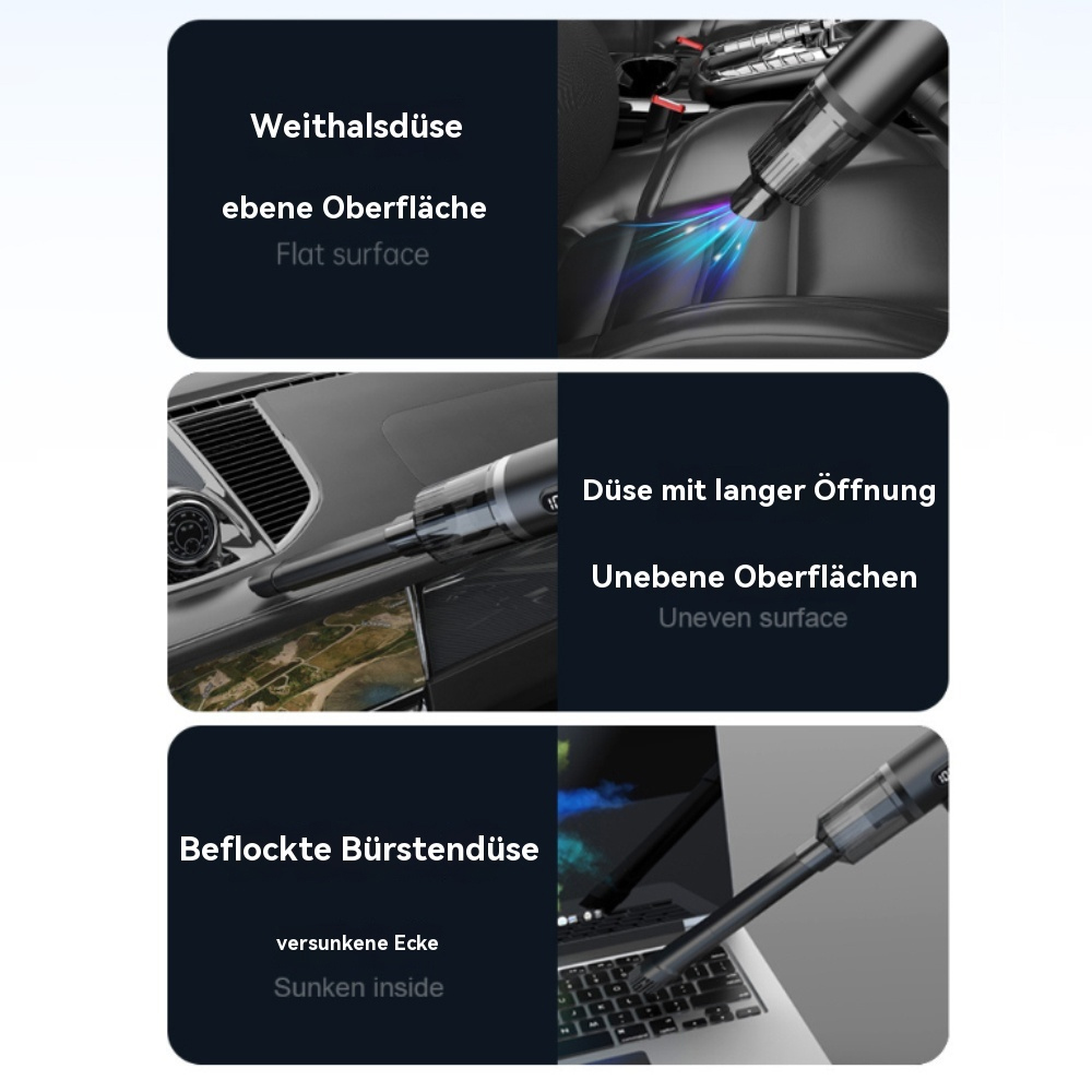 Diagramm, das die Funktionen eines Handstaubsaugers zeigt.