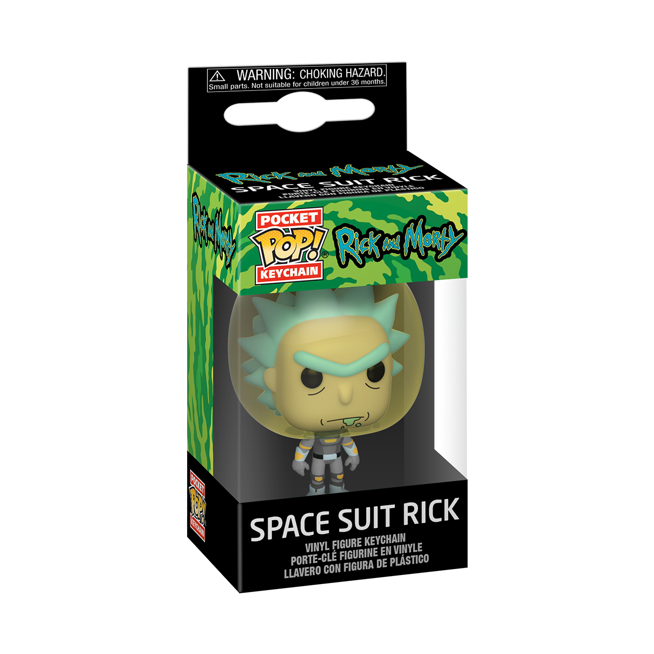Boxed Pocket Pop! Schlüsselanhänger von Rick im Raumanzug aus Rick and Morty.