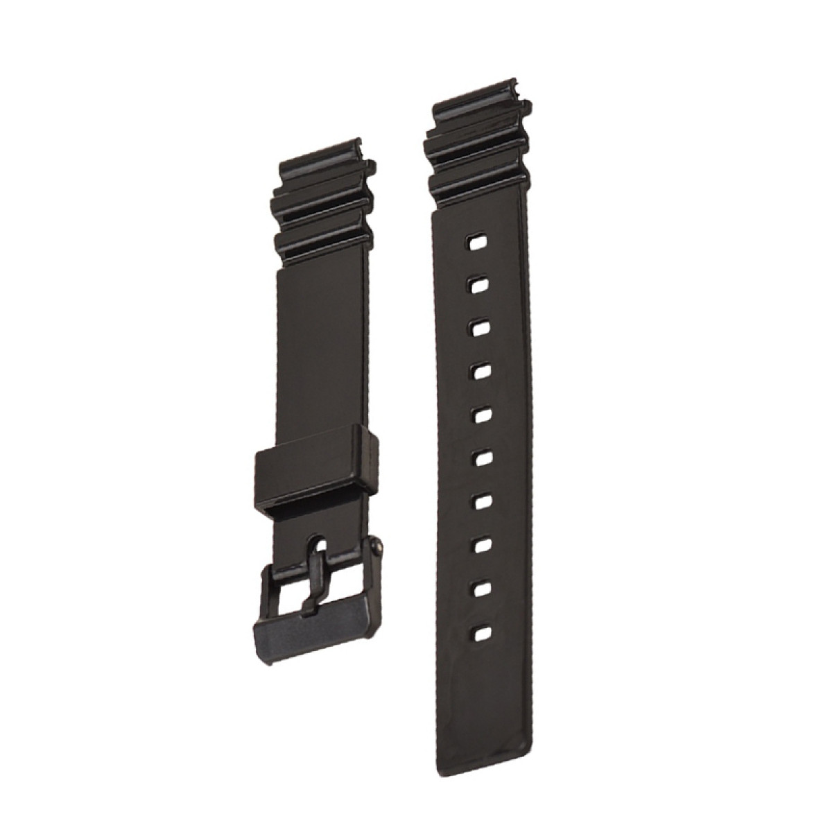 Zwei schwarze Armbänder auf einer weißen Oberfläche.