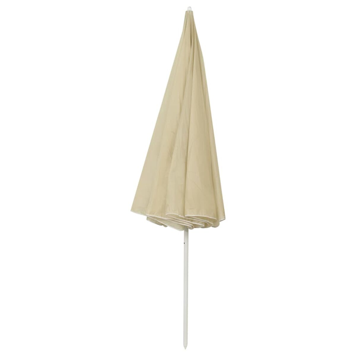 Ombrello beige chiuso su sfondo bianco.