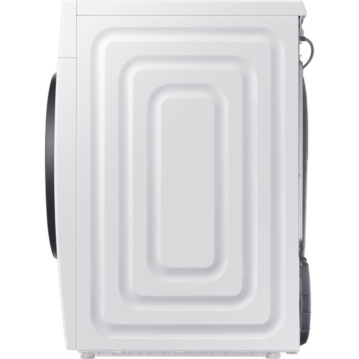 Frigorifero bianco, porta aperta. Ripiani e cassetti interni visibili.