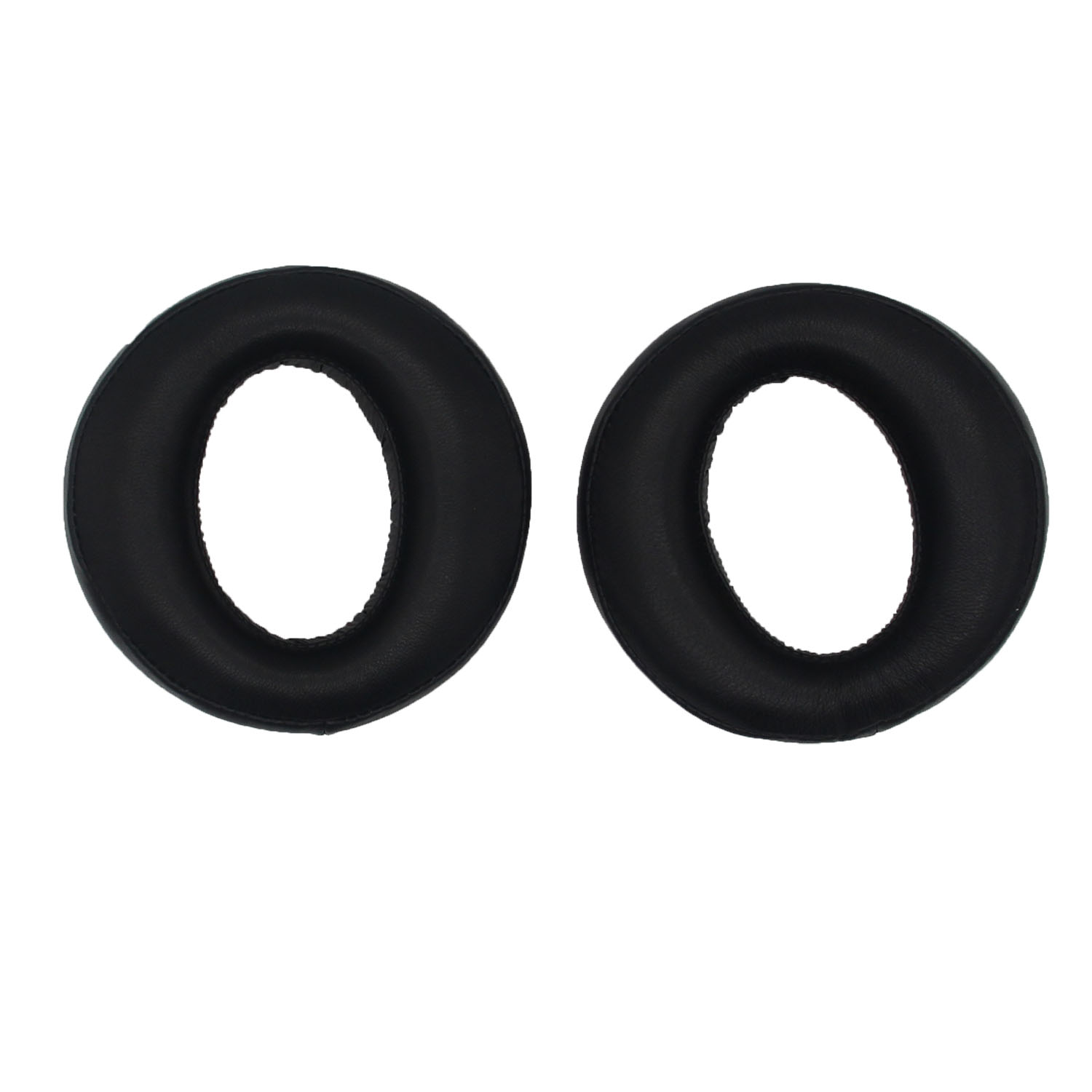 Due cuscinetti auricolari circolari neri per cuffie.